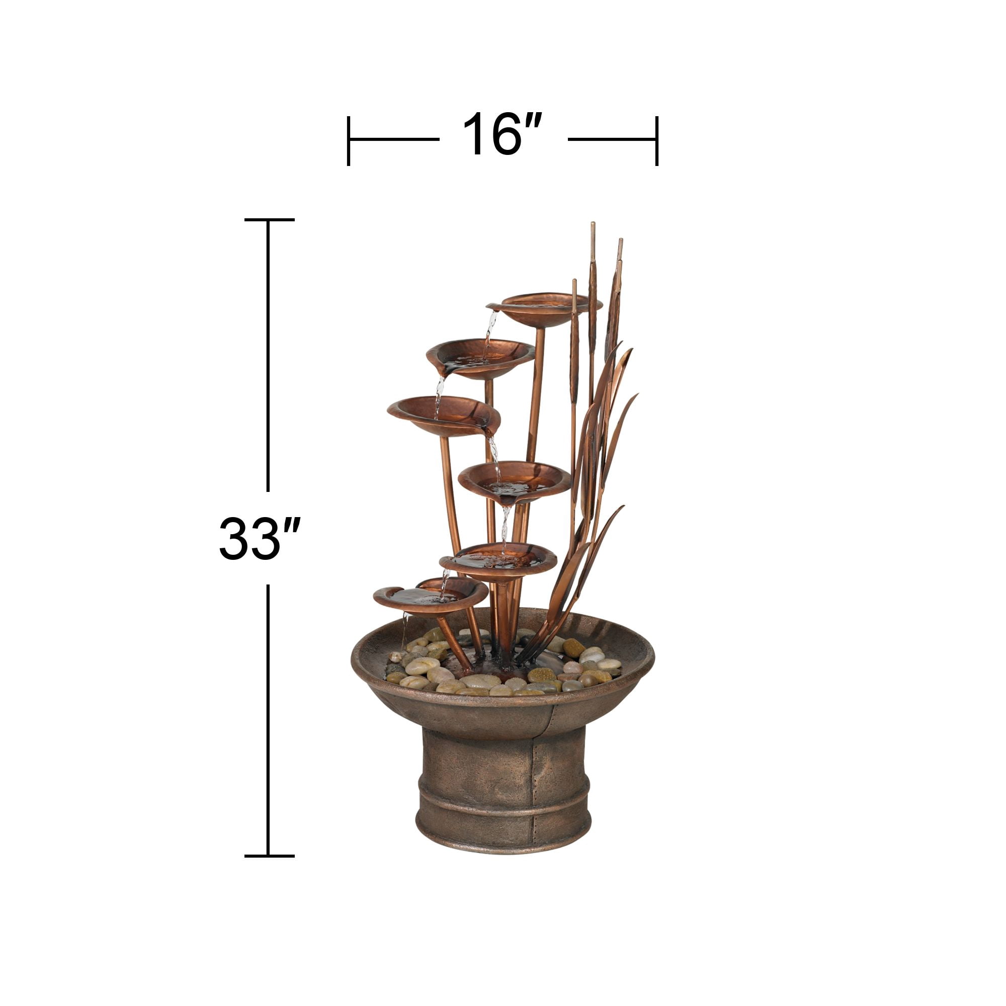 Ashton Water Lilies and Cat Tails 33" High Large Asian Indoor Outdoor Decor Resin Floor Fountain Outside