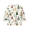 thumbnail image 3 of Girls Long Sleeve Crewneck Shirt with Candy Cane Bow and Heart Print Casual Pullover Top for Children Kids, 3 of 4
