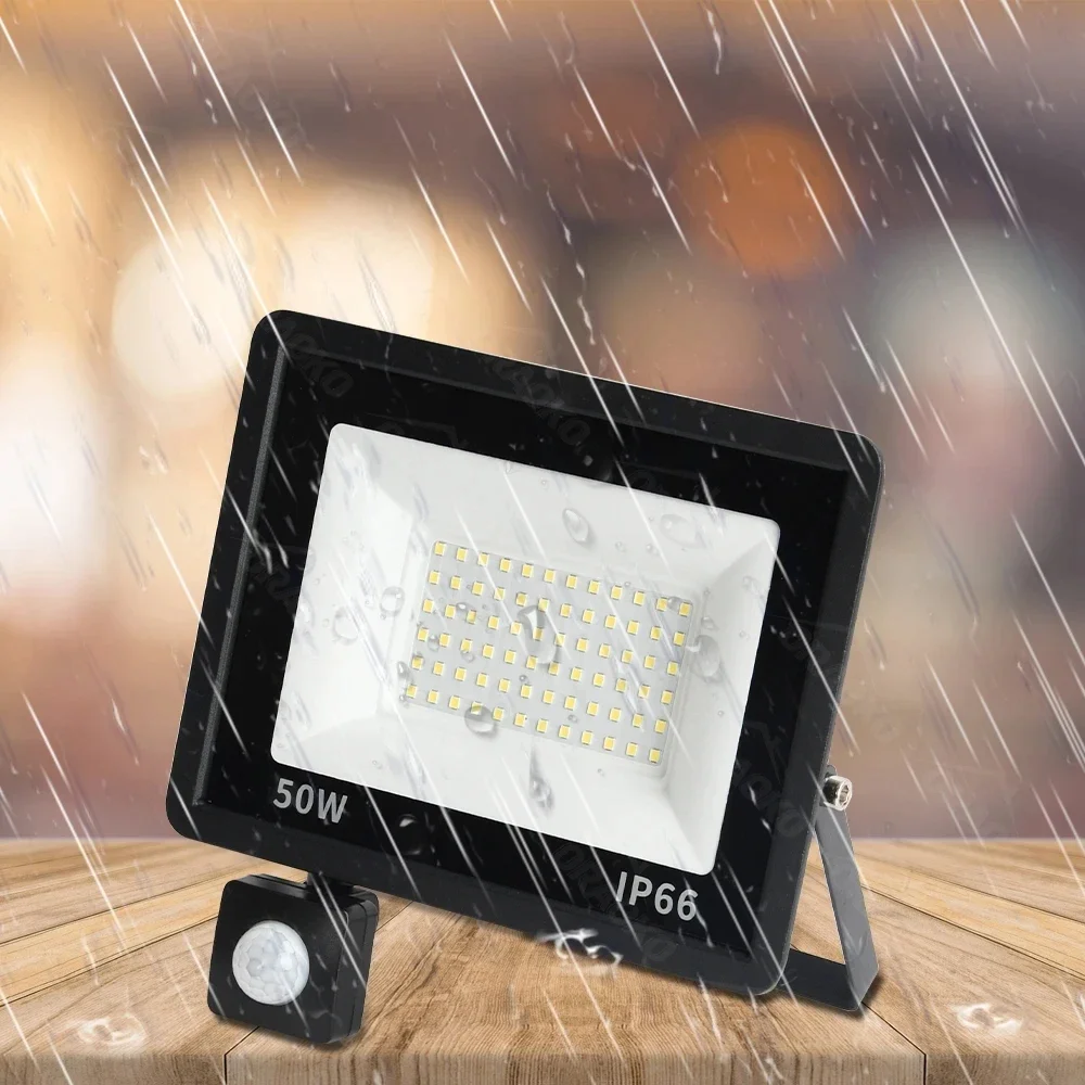 Led PIR motion sensor floodlight outdoor wall light white light 100W 50W 30W 20W 10W IP66 waterproof LED spotlight for garden