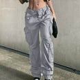 thumbnail image 2 of Timegard Pantalon Cargo pour Femmes Jambe Droite Taille Basse Ample Mode Urbaine Extérieur avec Poches, 2 of 7