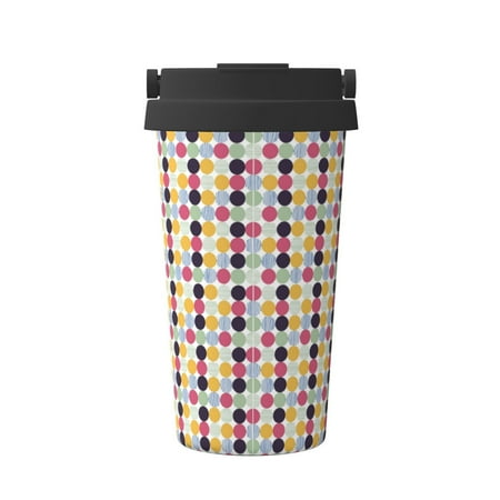 

Matuu Polka Dot for Insulated Coffee Mug Reusable Travel Coffee Cup Spill Proof 16oz Stainless Steel Coffee Cups for Hot/Ice Coffee Tea