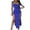 Blue, variant on IROINNID Formal Dress for Women Wedding Guest Homecoming Party Elegant Summer Neck High Fork Color Dress,Black