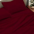 thumbnail image 4 of Luxury Hotel Bed Sheets and Pillowcase Set 1000 Thread Count 100% Cotton, 15" Inch Deep Pocket Premium Hotel Quality Smooth & Soft Bedding Sheet Set, King Size - Burgundy Stripe, 4 of 5