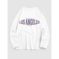 thumbnail image 2 of ZAFUL Men's or Junior Teenager Leisure LOS ANGELES Letter Print Casual T-shirt White S, 2 of 5