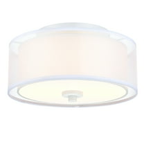 12 in. 2-Light White Circle Flush Mount with Glass Shade and No Bulbs Included 1-Pack