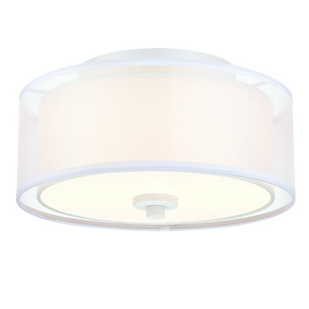12 in. 2-Light White Circle Flush Mount with Glass Shade and No Bulbs Included 1-Pack