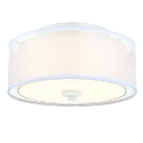 12 in. 2-Light White Circle Flush Mount with Glass Shade and No Bulbs Included 1-Pack