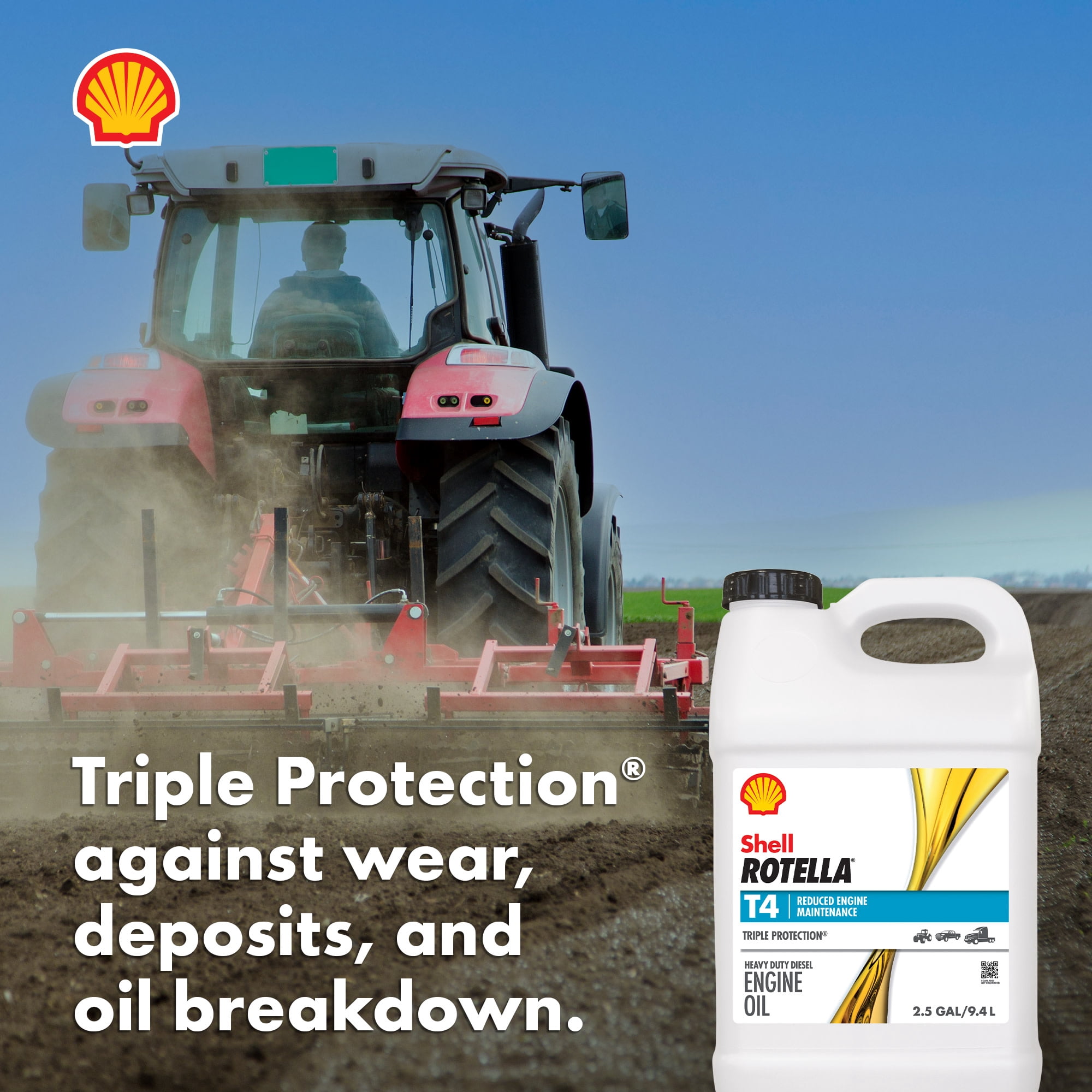 Shell Rotella T4 Triple Protection 15W-40 Diesel Engine Oil, 2.5 Gallon (2 Pack)