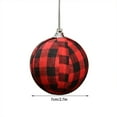 thumbnail image 3 of 6 PCS Christmas Buffalo Plaid Decoration Xmas Check Fabric Ball Ornament 2.7 Inch Hanging Ornament Black Red Plaid for Christmas Tree Party Decor （Red）, 3 of 6