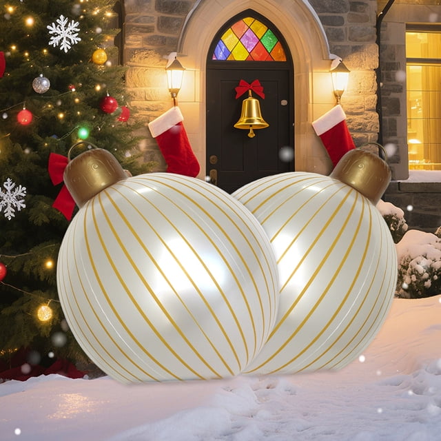 QIPOPIQ Inflatable Christmas Ball Large Outdoor Decoration Blow Up Ball for Pool Holiday Yard Decor