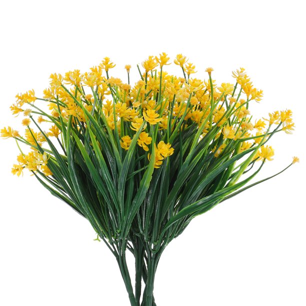 6 Uds Flores Artificiales Narcisos Amarillo Unique Bargains Imitación Plástico Anti-ultravioleta para Interior/Exterior Hogar Boda Sala Habitación Cocina Decoración