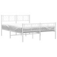 Bed frame with head and footboard metal white 140x190 cm