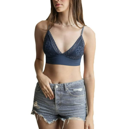 

Womens Waistband Loop Lace Brami (Blue Large)