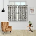 thumbnail image 2 of Wooden Barn Door Kitchen Curtains - Country Wood Farmhouse Rustic Farm Retro Western Cafe Short Tier Curtains Decor for Living Room Rod Pocket Window Drapes 36 Inch Length 2 Panels 28"x36", 2 of 3