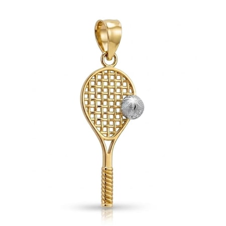 Charm America - Gold Tennis Racquet Charm - Tennis Pendant
