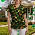 thumbnail image 5 of felwors Printed Scrub Tops Women Short Sleeve V Neck Plus Size Scrubs for Womens Nursing Uniforms Shirts with Pockets (Black, XXL), 5 of 6