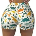 thumbnail image 2 of Logiee Dinosaurs and Tropical Leaves Print Women's Biker Shorts,Workout Gym Shorts,Scrunch Shorts,Tummy Control Hidden Scrunch Running Yoga Shorts-XX-Large, 2 of 8