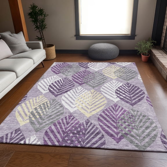 Addison Rugs Chantille Indoor/Outdoor Transitional Floral Purple Washable Rectangle Rug, 3' x 5'