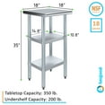 thumbnail image 3 of AmGood 18 in. x 18 in. Stainless Steel Table with Two Undershelves | Metal Utility Kitchen Prep Work Table | NSF, 3 of 9