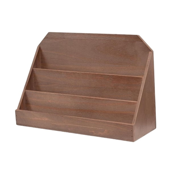 Soporte para tarjetas de felicitación, portatarjetas de madera, práctico estante de escritorio para tarjetas, soporte para tarjetas para tiendas, Marrón