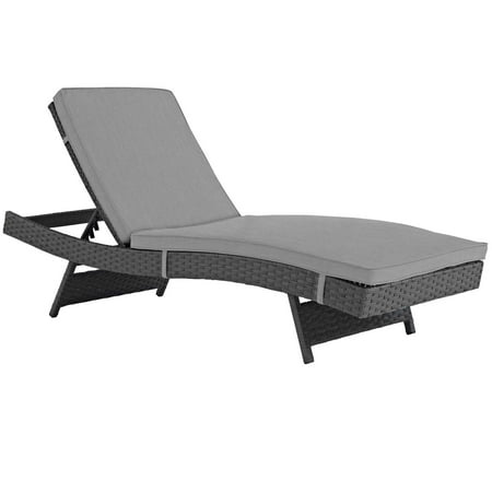 Modern Patio Design Modern Contemporary Urban Design Outdoor Patio Balcony Garden Furniture Lounge Chair Chaise, Sunbrella Rattan Wicker, Grey Gray ()