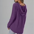 thumbnail image 4 of Lightweight Hoodies for Women Trendy Drawstring Buttons Hooded Pullover Sweatshirts Loose Casual Fall Tops (XL, Purple), 4 of 7