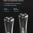 thumbnail image 3 of Snapbuy Rasoir Électrique pour Hommes, Snapbuy Rasoir Électrique Pro, Rasoir Rotatif à Tête Flottante 4D, Rasoir Électrique Étanche Ipx7, Rasoir Électrique Rechargeable Humide et Sec avec Écran LCD, 3 of 7