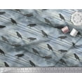 thumbnail image 2 of Soimoi Blue Rayon Fabric Crow Bird Print Sewing Fabric Yard 58 Inch Wide, 2 of 3