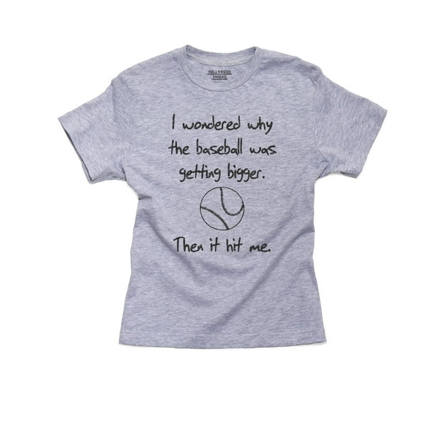Wondered Why Baseball Was Getting Bigger Then It Hit Me Girl's Cotton Youth Grey T-Shirt