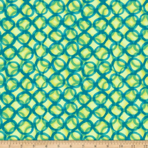 Quilting Treasures Quilt Fabrics Mirage Interlocking Circles Light Green 100% Cotton Fabric sold by the yard