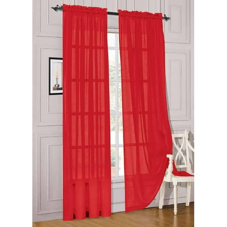 Elegant Comfort 2 Piece Solid SHEER PANEL with ROD POCKET  Window Curtain 60inch width X 84 