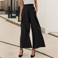 thumbnail image 2 of AOMPMSDX Women'S Pants Ladies Lotu Leaf High Waist Ice Silk Wrinkled Pants Elegant Casual Wide Leg Loose Pants Black Daily Trousers XL, 2 of 6