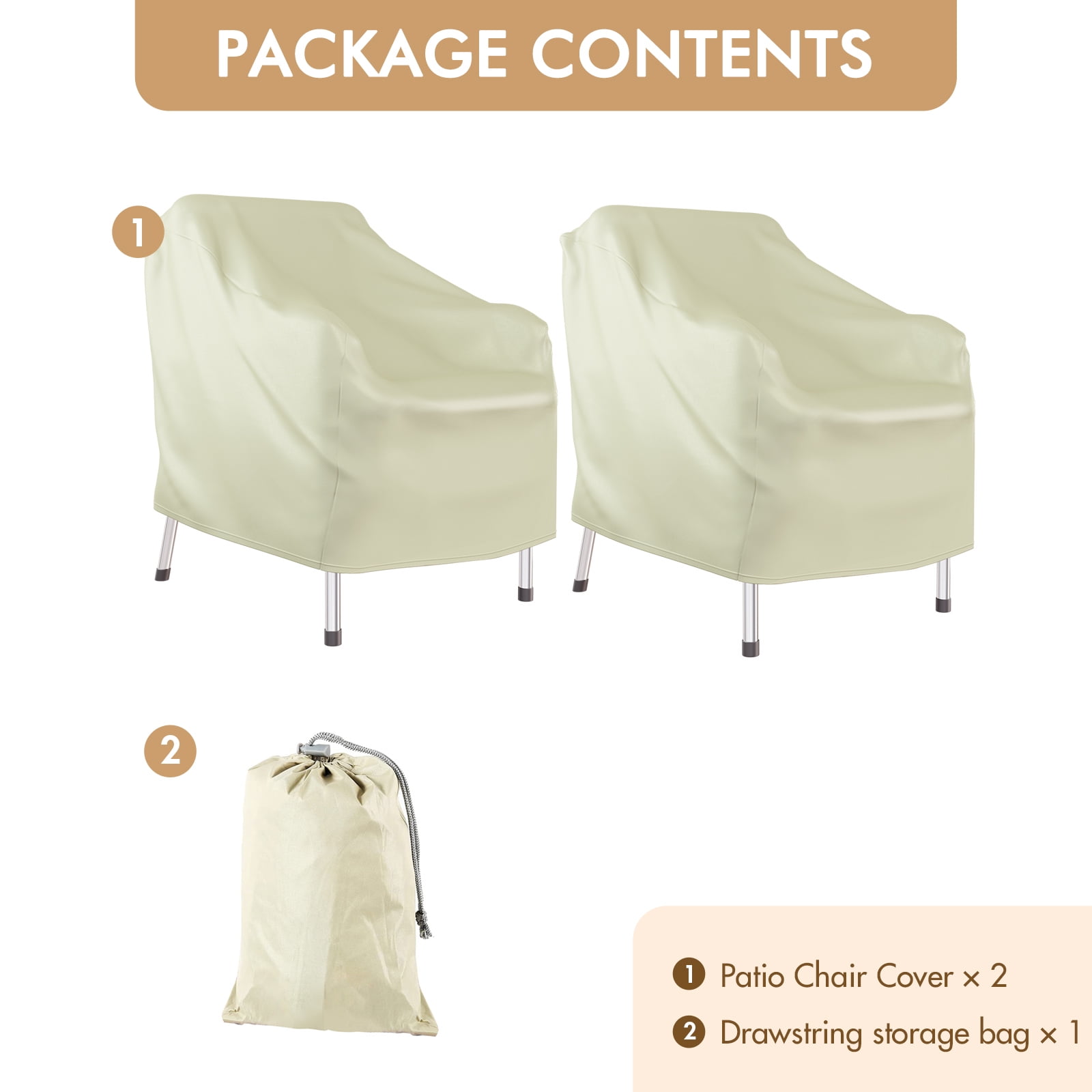 Outdoor Furniture Covers Waterproof, 2 Pack Patio Chair Covers, 420D Heavy Outdoor Lawn Chair Covers