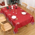 thumbnail image 3 of Yesfashion Christmas Tablecloth Rectangular Wipe Clean, Washable Water Resistant Table Cloth with Christmas Tree Print, Red, 60x102 inch, 3 of 4