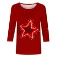 thumbnail image 4 of Cavosen Red White and Blue Shirts for Women Petite 4th of July 3/4 Sleeve Round Neck Tops American Flag Print T Shirts Lady XL Red White and Blue Casual Shirts Patriotic Tunic Tees Patriotic Outfits, 4 of 5