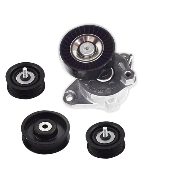 waltyotur 4Pcs Belt Tensioner W/ Pulley Idler Pulley Fit For Mercedes C300 C350 E350 ML350