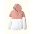 thumbnail image 2 of Victoria's Secret Pink Varsity Long Sleeve Pullover Hoodie Tee Colorblock Pink and White Size Medium NWT, 2 of 2