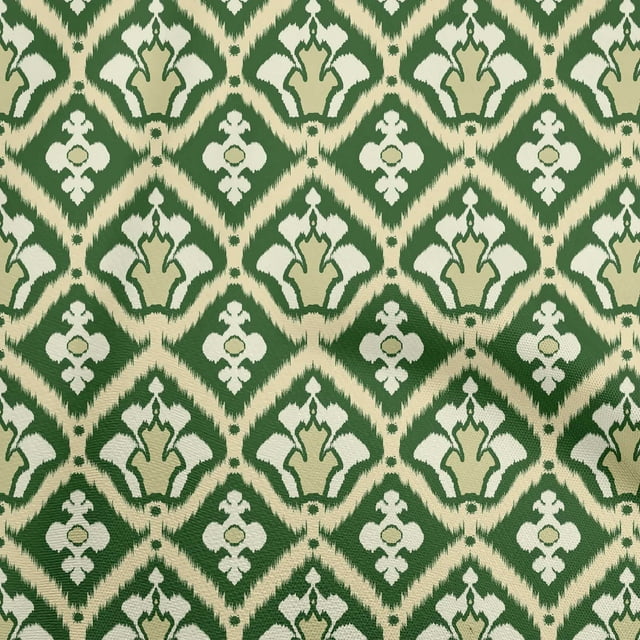oneOone Silk Tabby Forest Green Fabric Asian Ikat Sewing Craft Projects Fabric Prints By Yard 42 Inch Wide