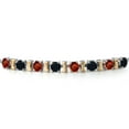 thumbnail image 4 of Gem Stone King 925 Silver and 10K Yellow Gold Red Garnet and Black Onyx Bracelet for Women | 2.36 Cttw | Gemstone January Birthstone | Round 4MM | Adjustable up to 9 inch, 4 of 7