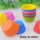 thumbnail image 4 of Moldes de silicona reutilizables para hornear, surtidos de varios colores, perfectos para cupcakes, muffins, pasteles y más, aptos para horno, microondas y congelador, antiadherentes, fáciles de, 4 of 4