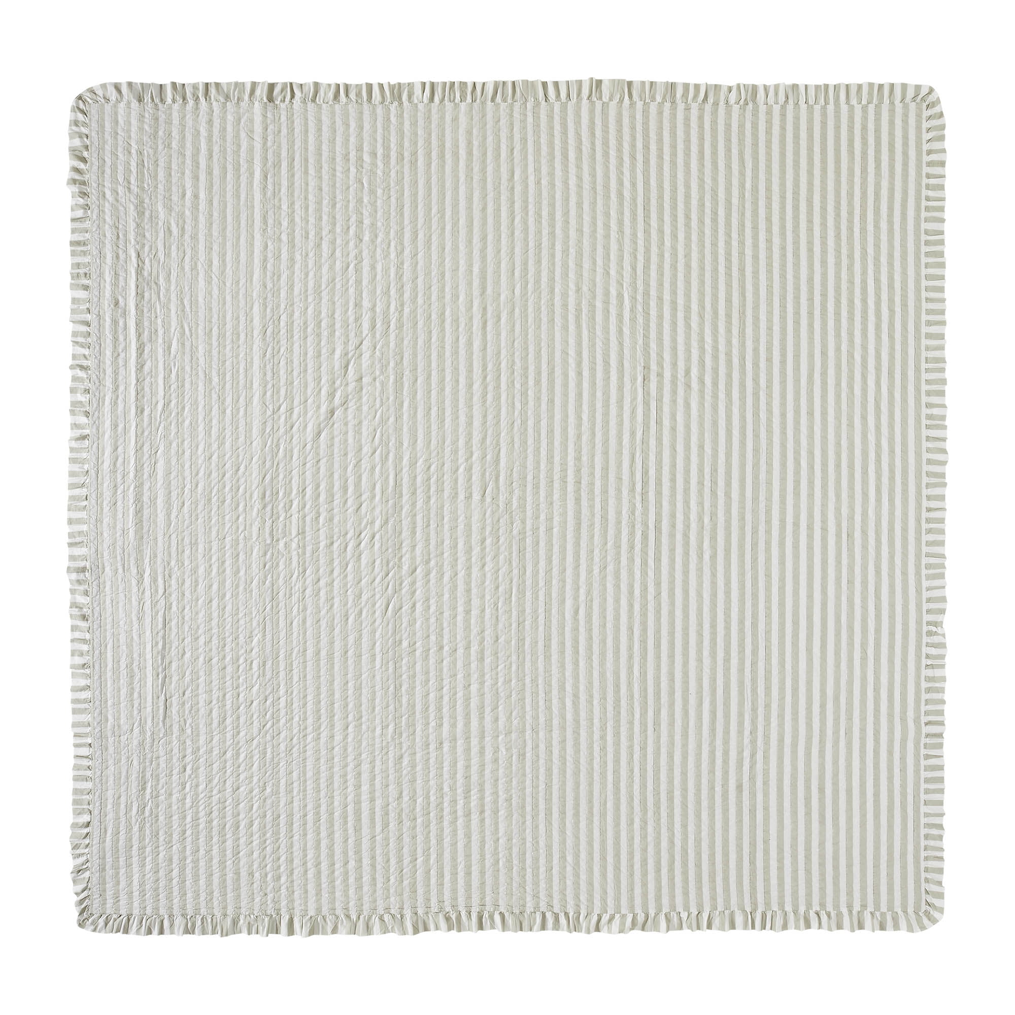VHC Brands White Cotton Striped Quilts, King - Reversible