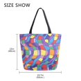 thumbnail image 5 of FORMRS Womens Canvas Tote Bag with Zipper Inner Pocket Shoulder Handbag, Yellow Wavy Plaid, 5 of 7