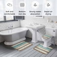thumbnail image 5 of Farmhouse Blue Grey Brown Bath Mat 3 Piece Bathroom Rug Set, Vintage Ombre Wooden Non Slip Bath Rug Contour Mat and Toilet Lid Cover, Absorbent Shower Mats Soft Bath Rugs and Mats Sets, 5 of 8