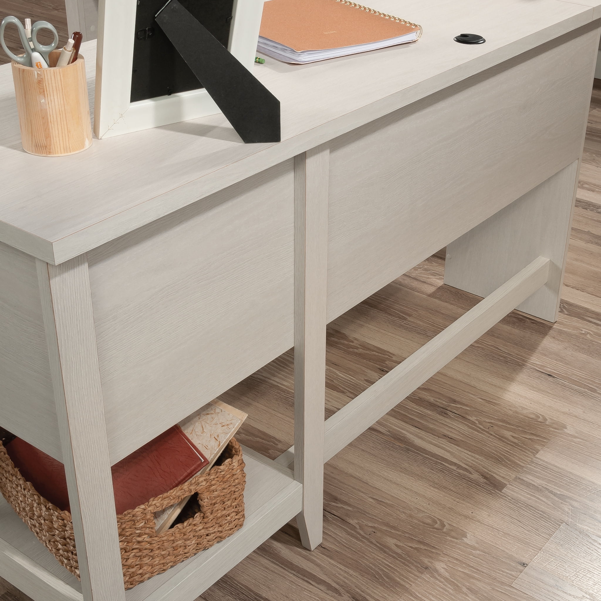 Sauder Summit Station L-Shaped Home Office Desk with Drawer, Glacier Oak Finish