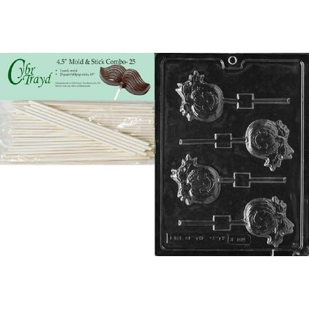 - Cybrtrayd 45St25-H109 Pumpkin Lolly Halloween Chocolate Candy Mold with 25 4.5-Inch Lollipop Sticks