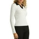 thumbnail image 4 of Suéter de polo de manga larga de color contrastante con cuello en V ajustado para mujeres INSPIRE CHIC M Blanco, 4 of 5