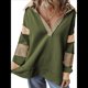 thumbnail image 2 of Sudadera de Mujer de Gran Tamaño con Cuello de Patchwork y Rayas de Colores Contrastantes, Estilo Informal. Verde L, 2 of 7