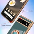 thumbnail image 2 of Compatible with Google Pixel 6A 5G Case Heart Plating Kickstand Mental Ring Luxury Elegant Case Camera Protector TPU Shockproof Protective Back Cover Designed for Google 6A 5G Case -Blue, 2 of 6