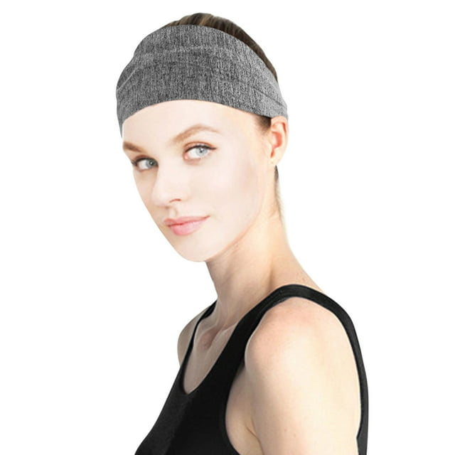 Bandeau Gris pour Femmes Turban Noué Bandeau Grand Élastique Sport Yoga