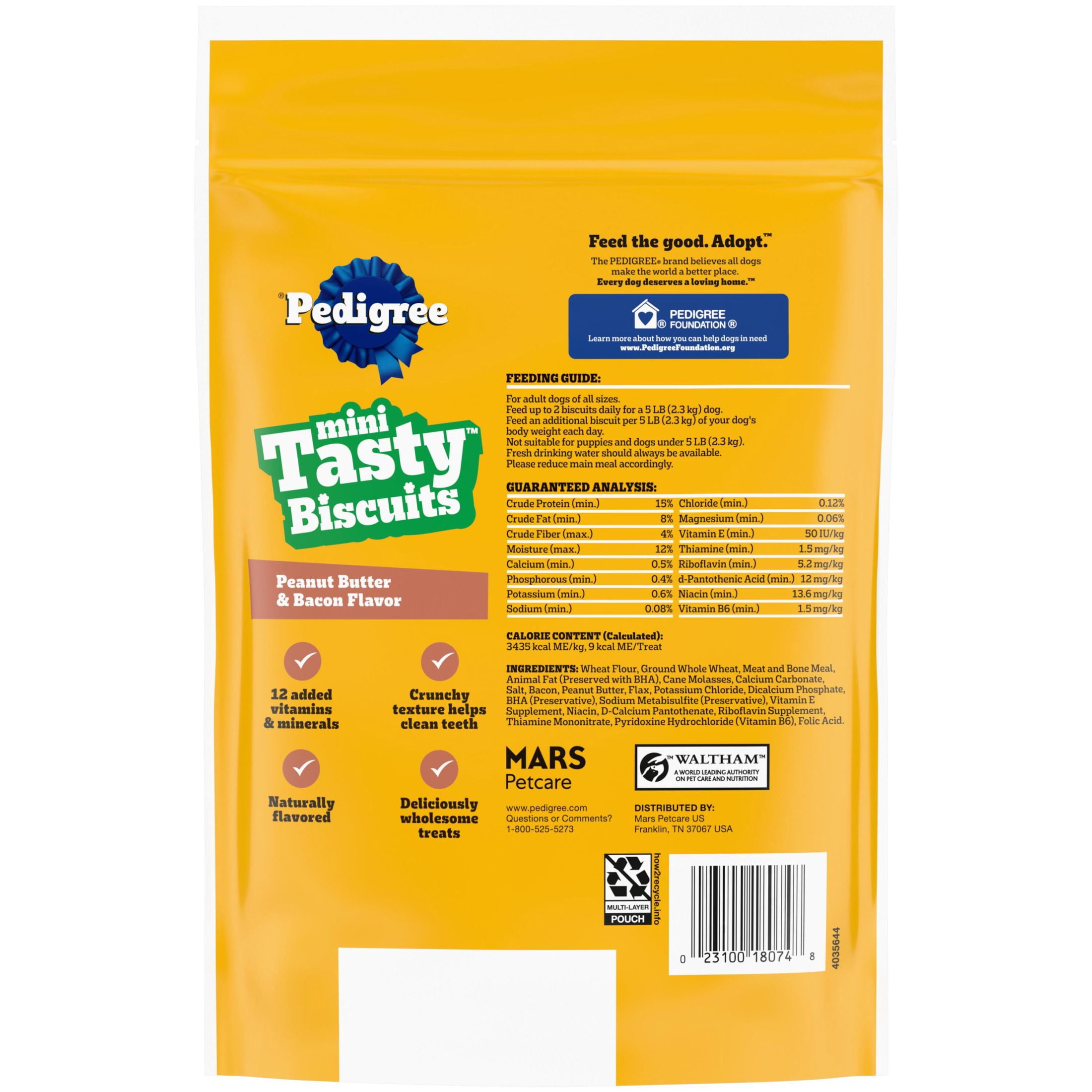 (4 pack) Pedigree Tasty Biscuits Mini Dog Treats, Peanut Butter & Bacon Flavor, 15-oz Bags (4 Pack)